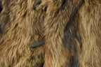 Vintage 1970s Brown Racoon Fur Plaid Lined Coat Men's Large