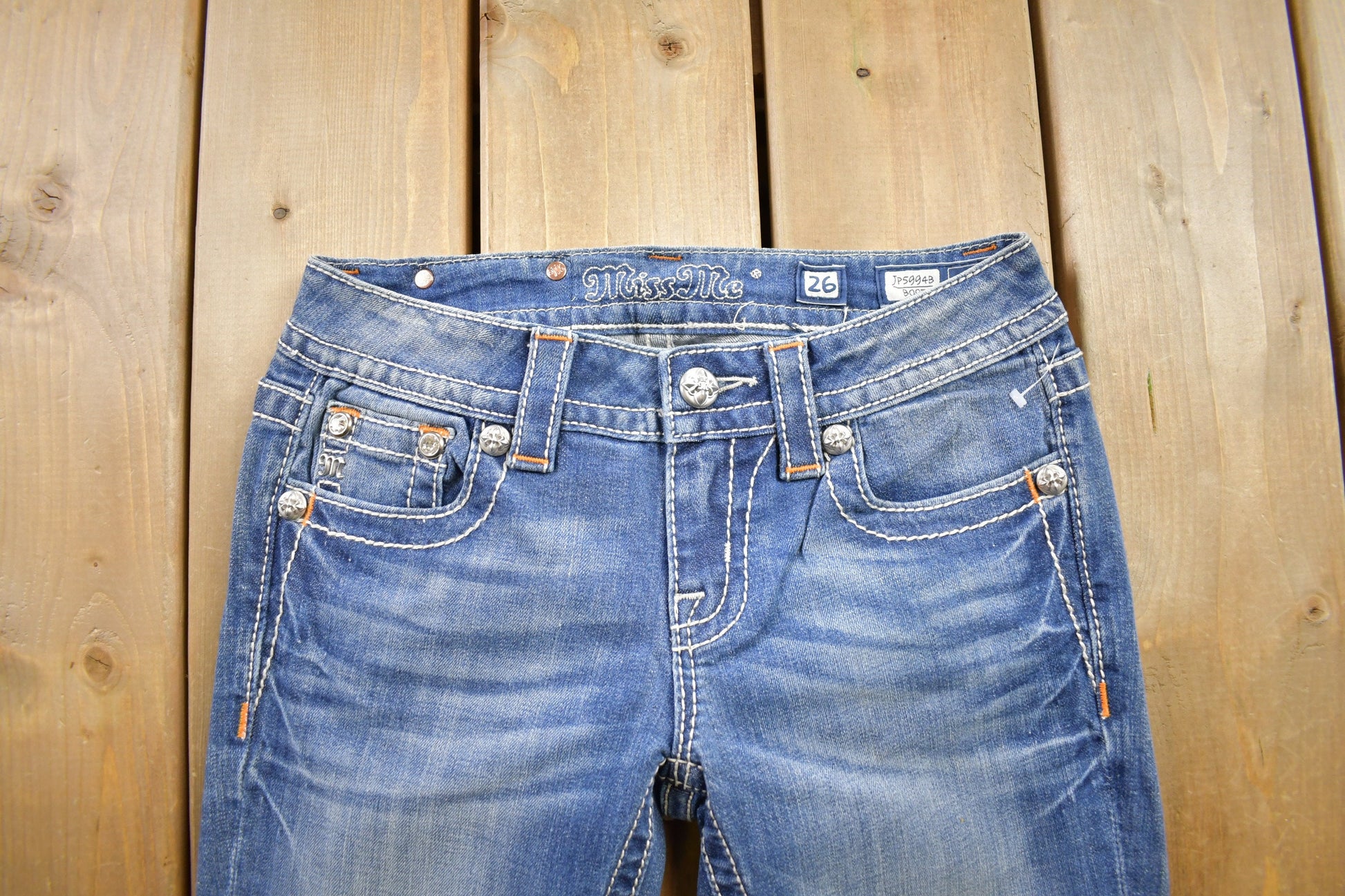 Vintage Y2K Miss Me Bedazzled Low Rise Jeans Size 26x32