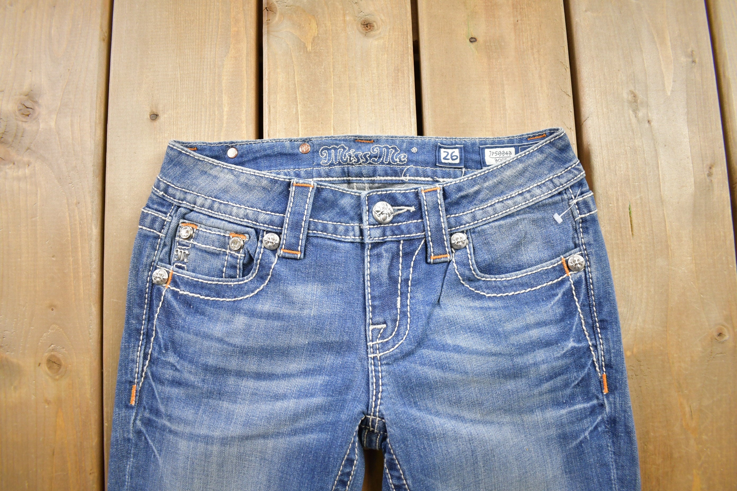 Vintage Y2K Miss Me Bedazzled Low Rise Jeans Size 26x32