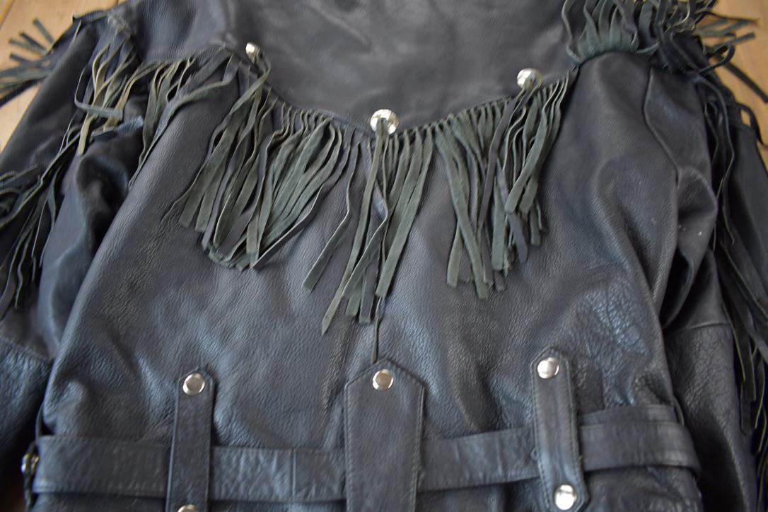 Vintage 1990s Pelle Cuir Leather Fringed Jacket