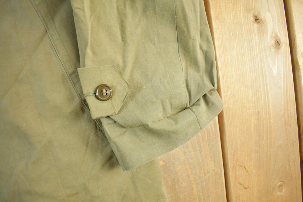 Vintage 1970s 1980s Army Military Button Down Rain Jacket Overcoat Men's Large