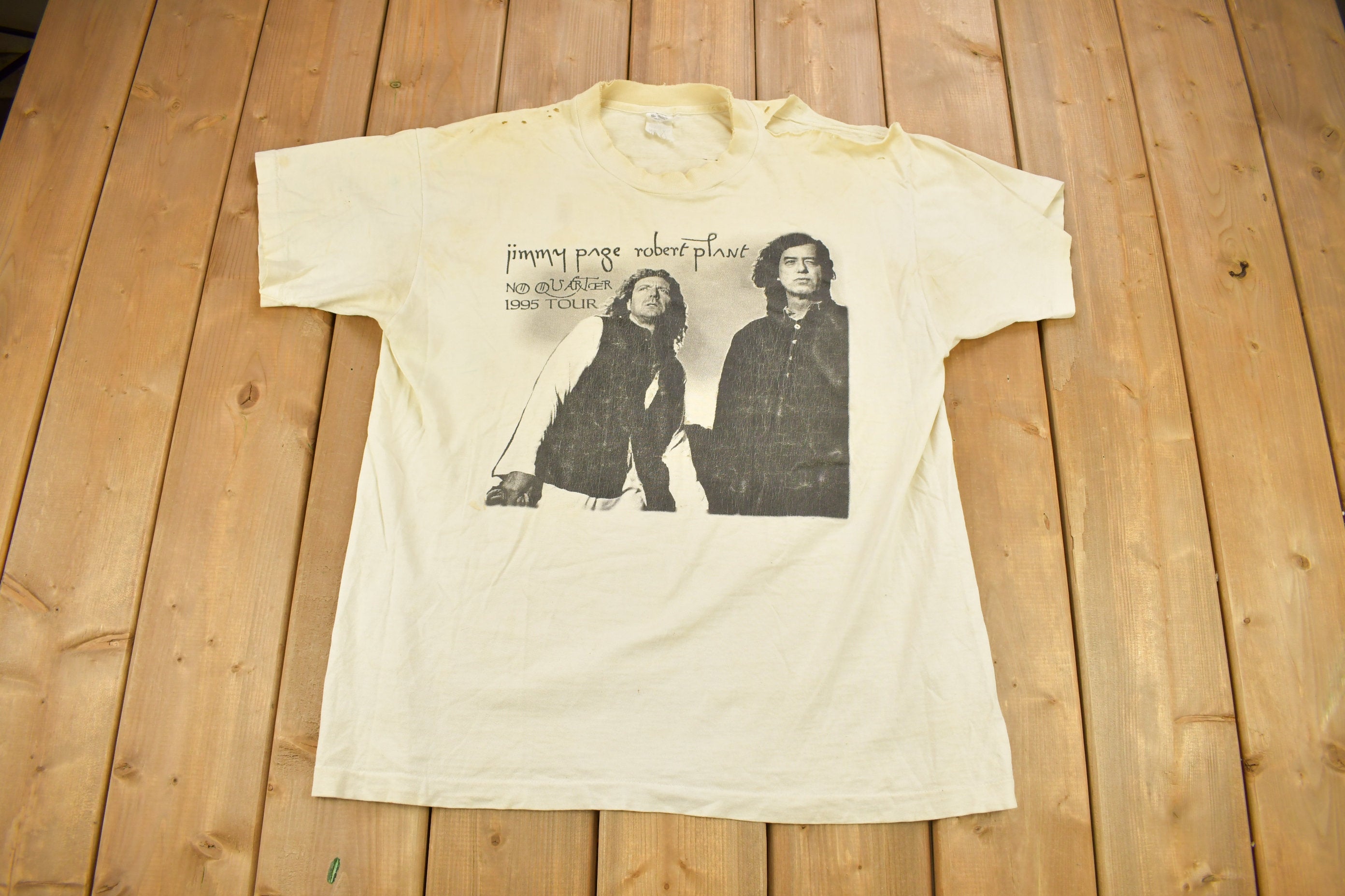 Vintage 1995 Jimmy Page Robert Plant No Quarter Tour Band T-shirt