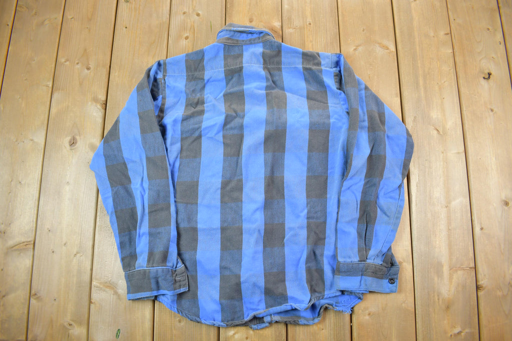 Vintage 1990s Blue Plaid Button Up Flannel Shirt