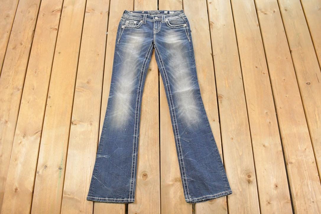 Vintage Deadstock Y2K Miss Me Bedazzled Low Rise Jeans Women's Size 26x31