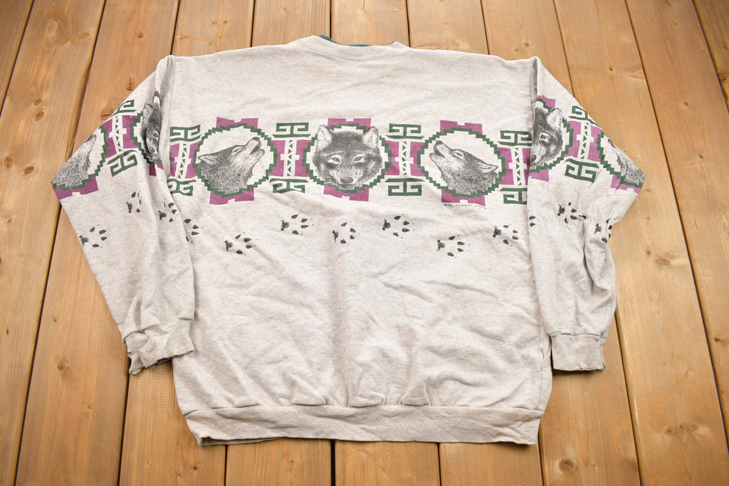 Vintage 1993 Aztec Wolf Theme Crewneck