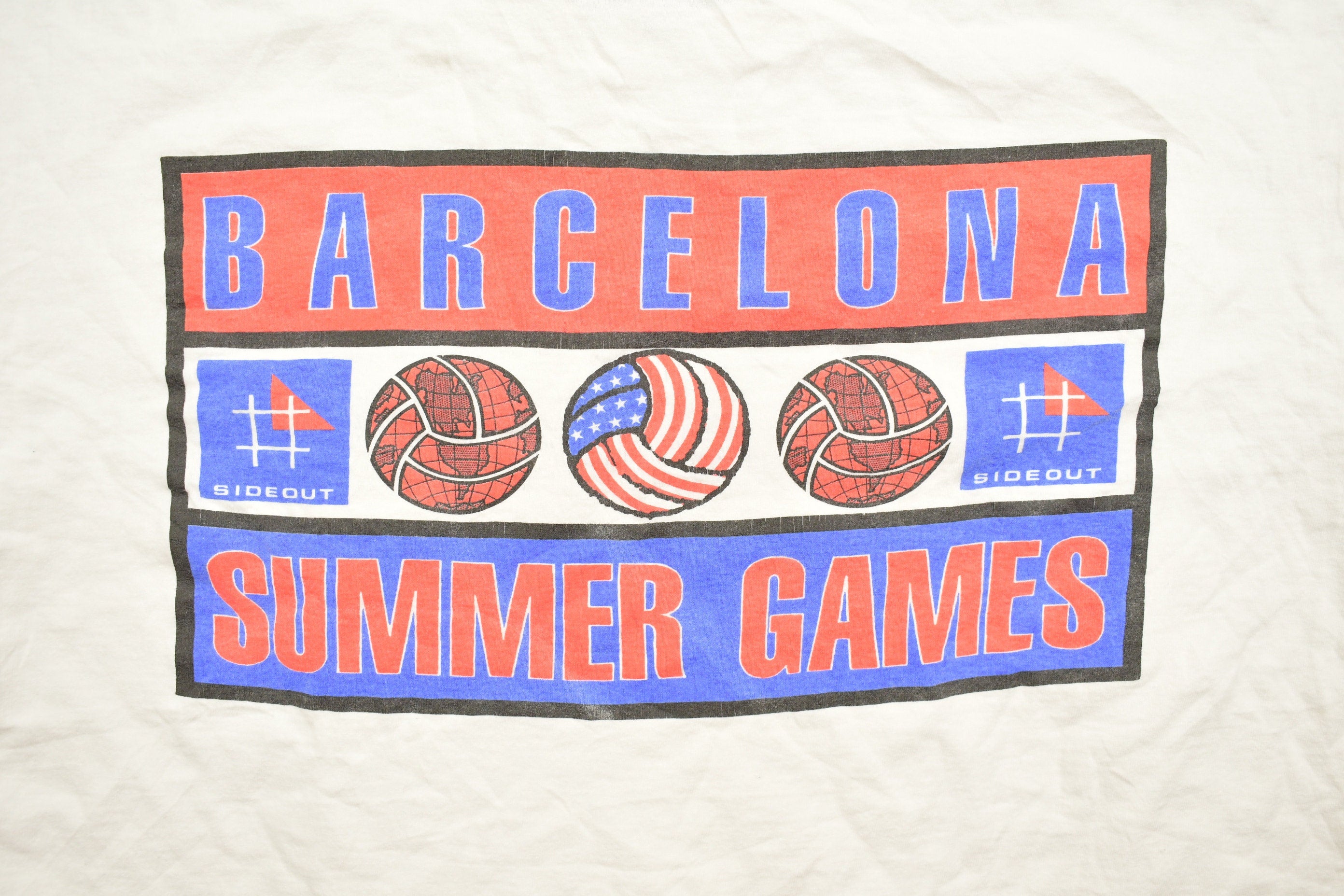 Vintage 1990s Side Out Barcelona Summer Games Souvenir T Shirt