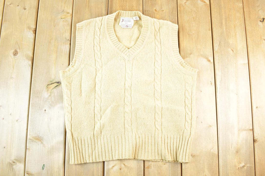 Vintage 1950s Jack Fraser Wool Cable Knit Sweater Vest Mens S