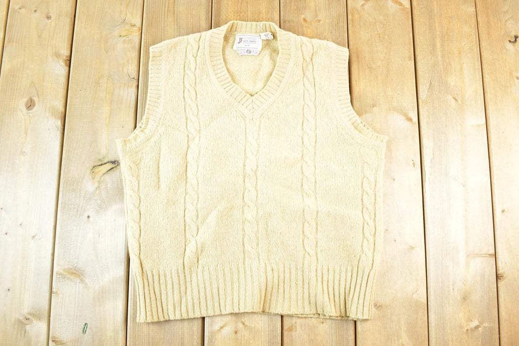 Vintage 1950s Jack Fraser Wool Cable Knit Sweater Vest Mens S