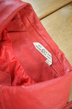 Vintage 1990s Pelle Club Genuine Leather Red Overcoat