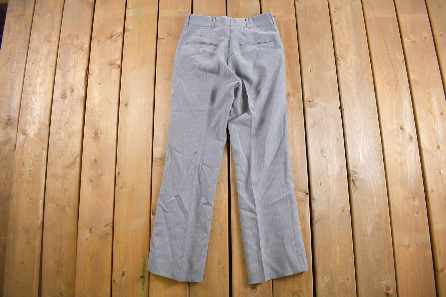 Vintage 1970s Pleated Striped Trousers Size 29 x 29.5 / American Vintage / True Vintage / 1970s Pants / Made in USA / Grey