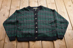Vintage 1990s Bryn Connelly Plaid Knitted Cardigan Sweater