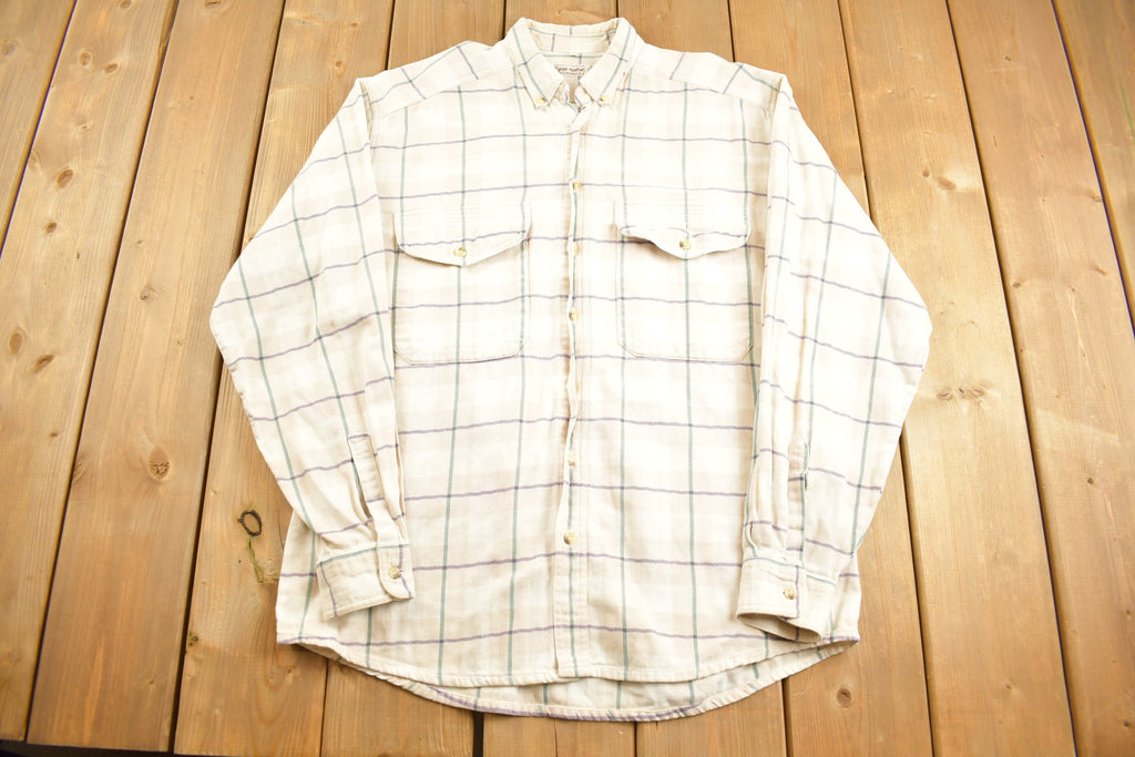 Vintage 1990s German Hess-Natur 100% Baumwolle Plaid Flannel Button Up Shirt /