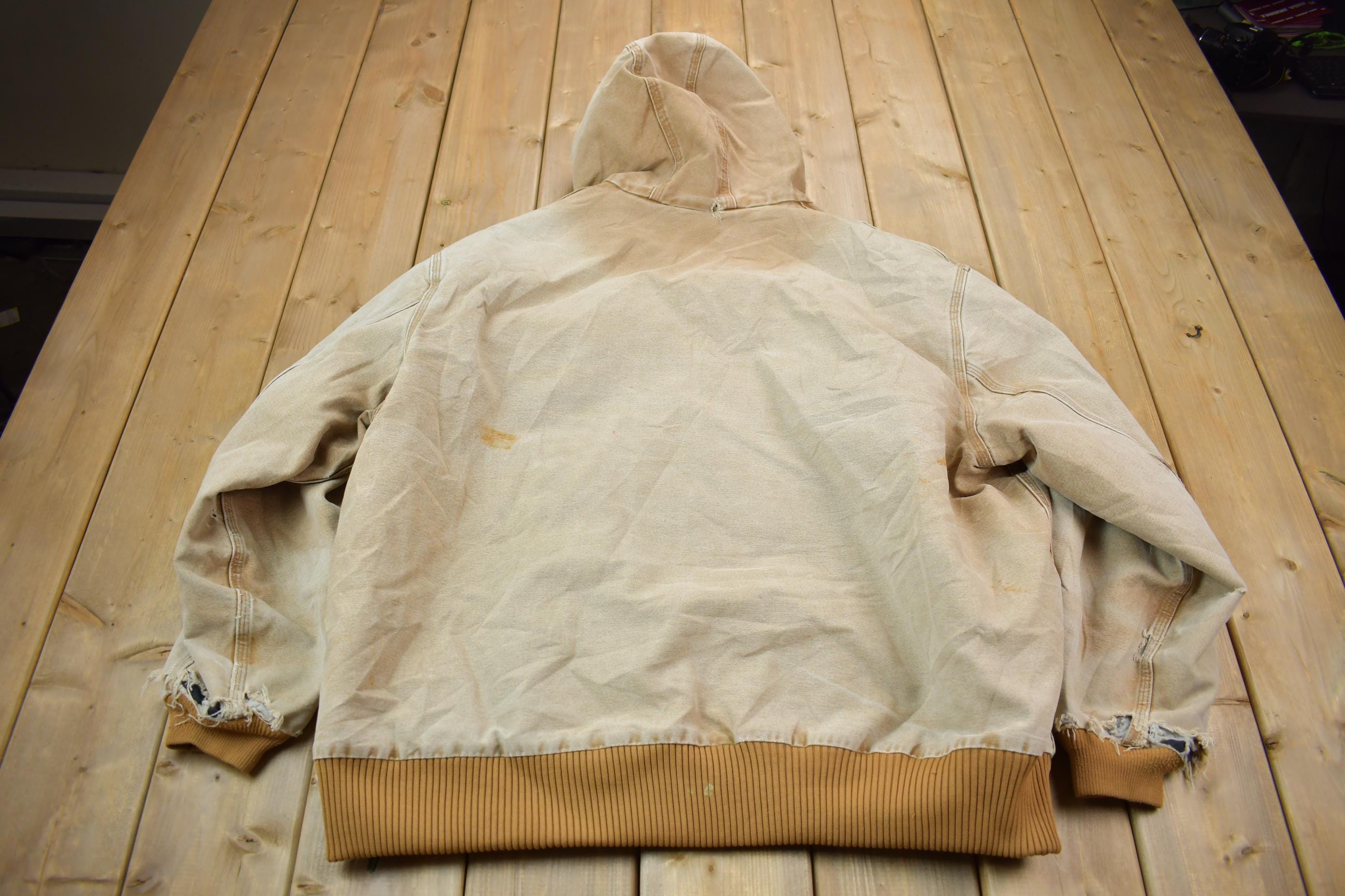 Vintage 1990s Distressed Carhartt Beige Active Jac Jacket Size 3XL  Distressed  Beige  Vintage Workwear