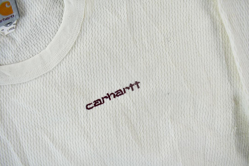 Vintage 1990s Distressed Carhartt Long Sleeve Thermal Shirt  90s  Vintage Streetwear  Paint Splatter Carhartt  Workwear  Made In USA