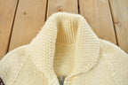 Vintage 1970s Cowichan Full Zip Hand Knit Sweater Men's Large