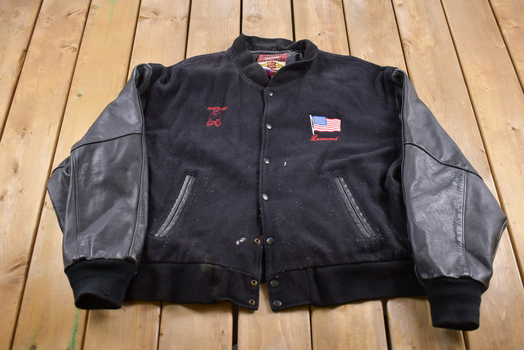 Vintage 1990s Reed Leather Wool Varsity Jacket