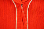 Vintage 1950s Red Collared Cardigan Knit Sweater