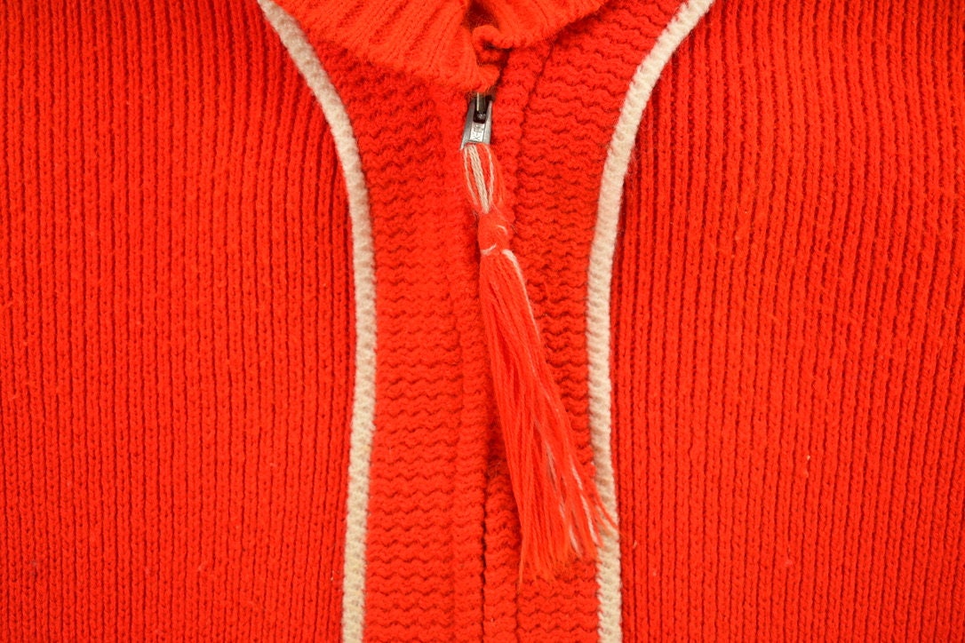 Vintage 1950s Red Collared Cardigan Knit Sweater