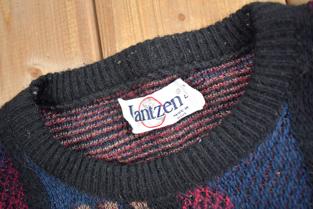 Vintage 1990s Jantzen Abstract Knit Crewneck Sweater  Vintage 90s Crewneck  All Over Pattern  Colourful Sweatshirt  Made In USA