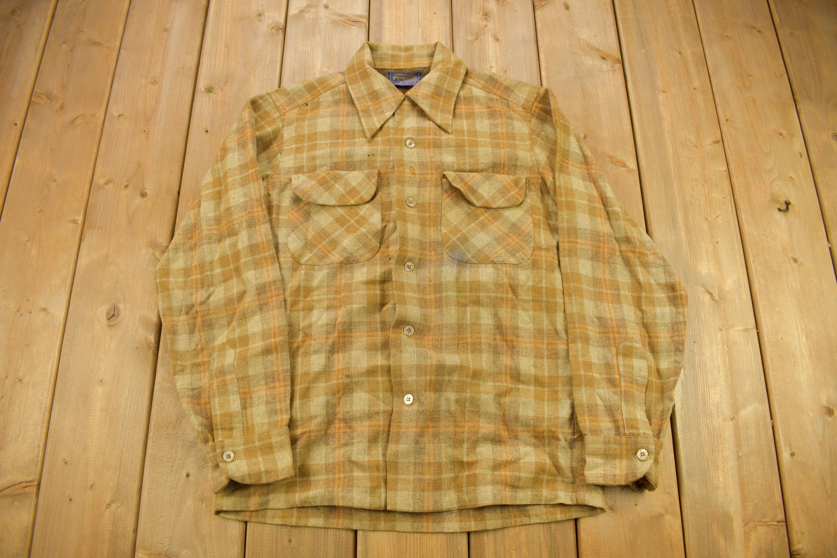 Vintage 1960s Pendleton Plaid Button Up Board Shirt