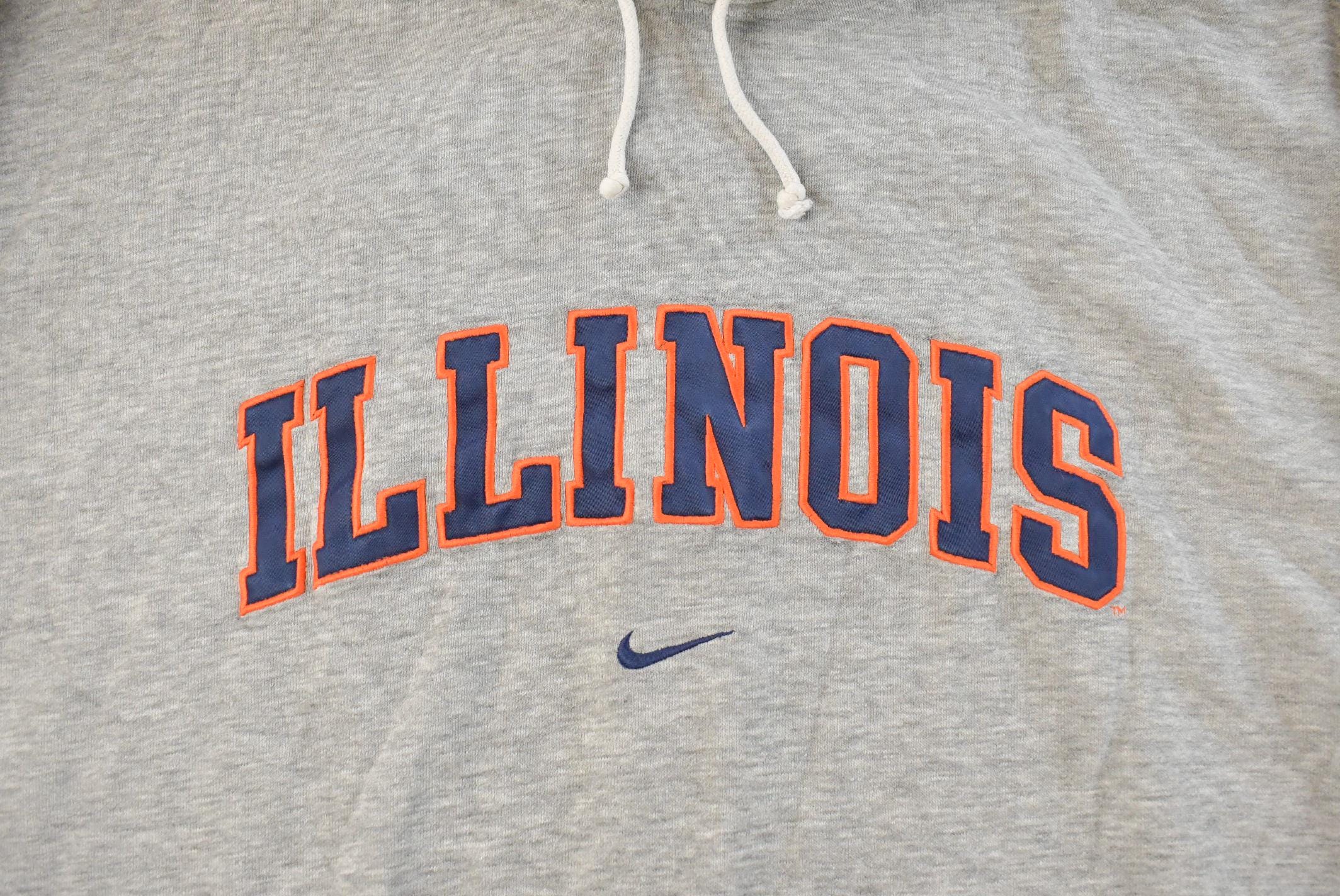 Vintage Y2K University of Illinois Nike Middle Swoosh Hoodie Sweatshirt Men's 2XL / Swoosh Logo / Collegiate / 2000s Nike Sweater