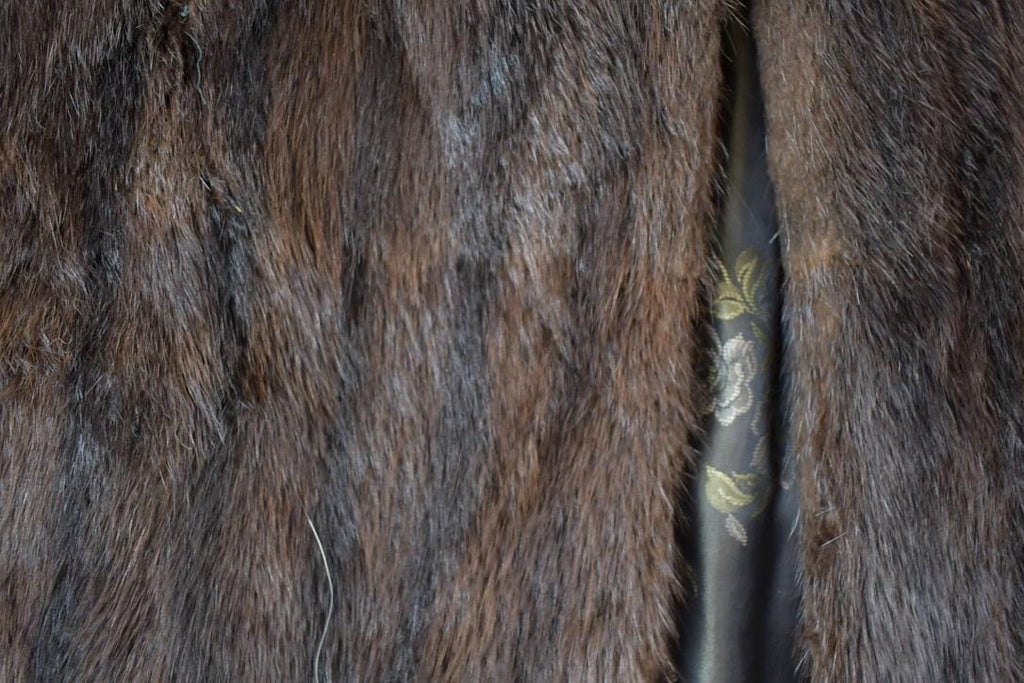Vintage 1950s Mid Length Brown Mink Fur Coat Made In USA