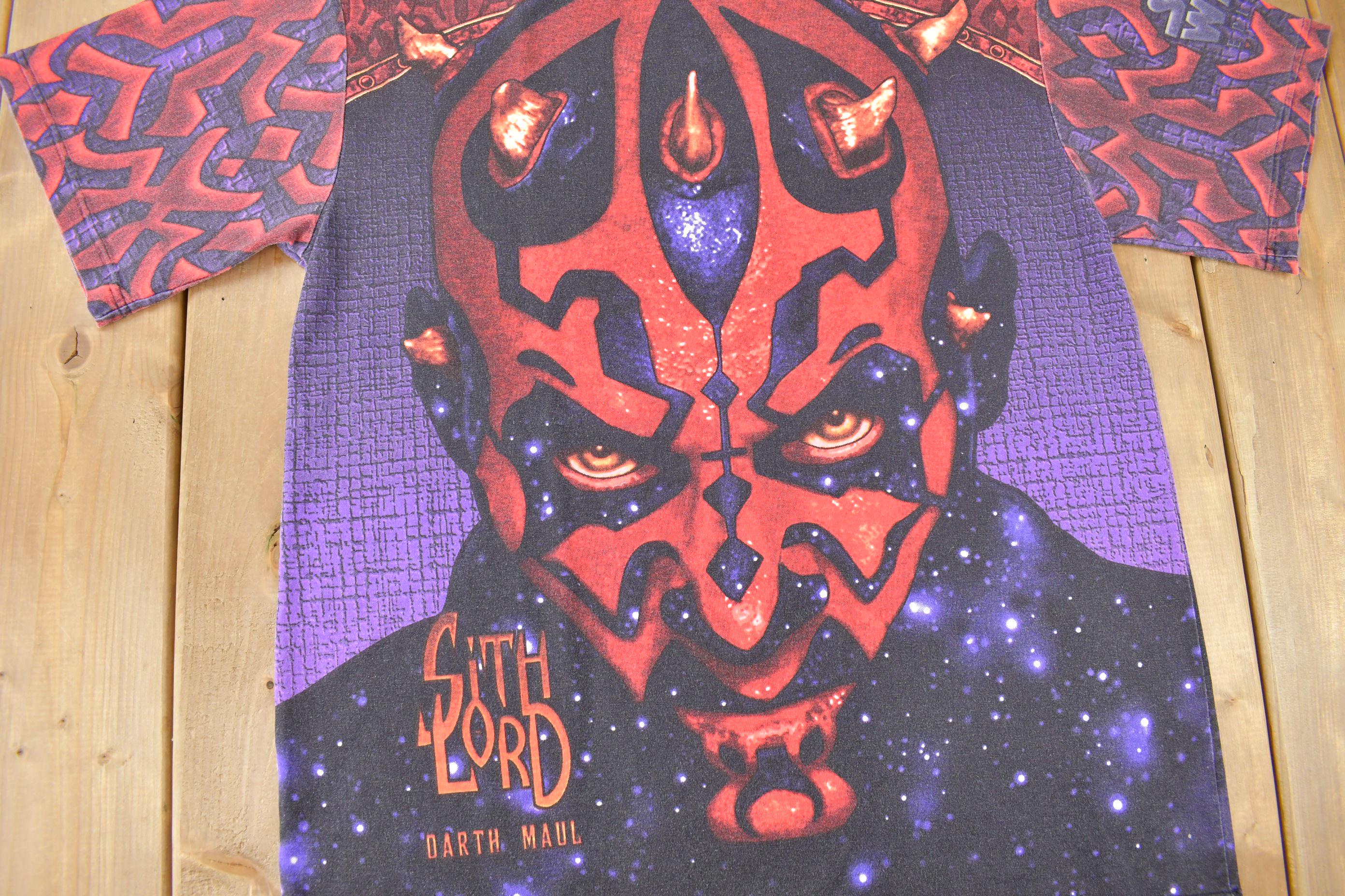Vintage 1999 Darth Maul Sith Lord All Over Print Star Wars Episode 1 T-Shirt