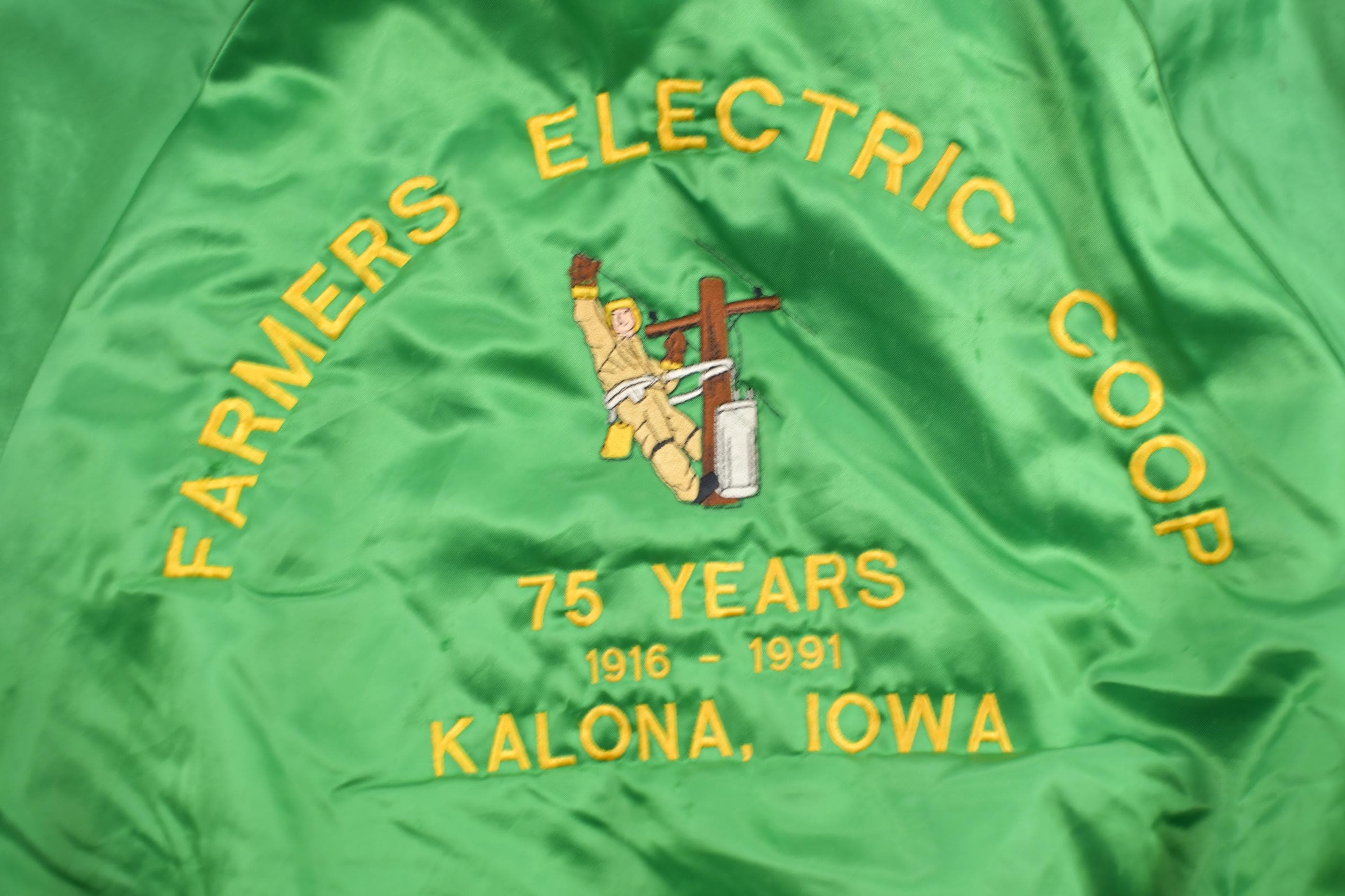 Vintage 1980s Kalona Iowa Satin Bomber Jacket