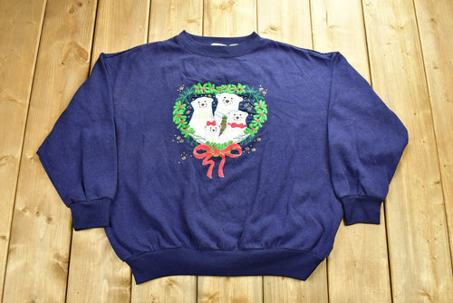 Vintage 90'S Polar Bear Graphic Christmas Sweater , Nut Cracker , 90s Holiday Crewneck , Winter Wear , Festive Graphic Print