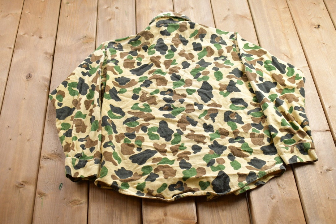 Vintage 1990s Duck Camo Button Up Jacket  Hunting Jacket  Vintage Camouflaged  Streetwear Fashion  Made In