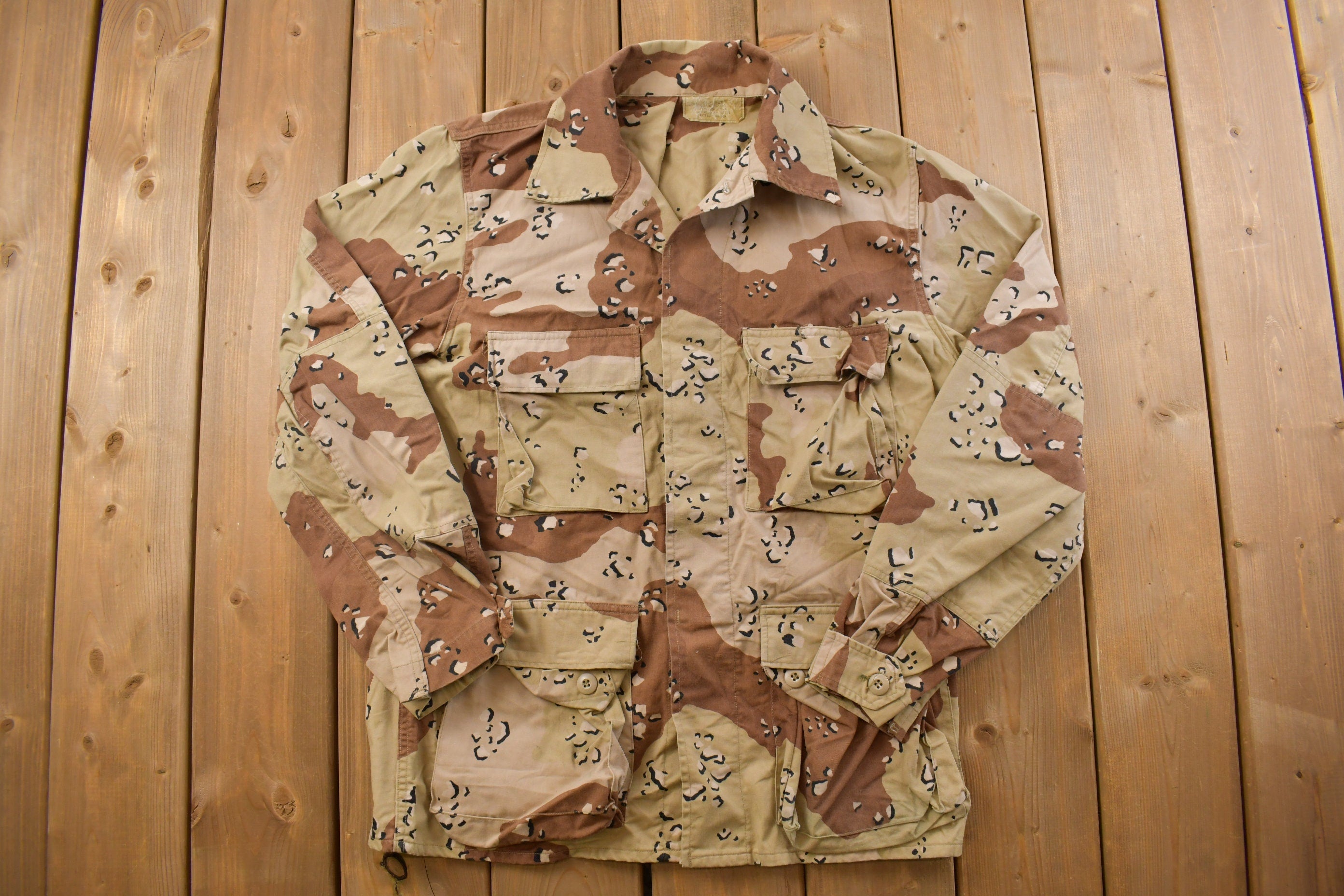Vintage 1990s Military Desrt Camouflage Field Jacket