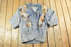 Vintage 1980s Studded Tigers and Leopards Jean Jacket Made In USA