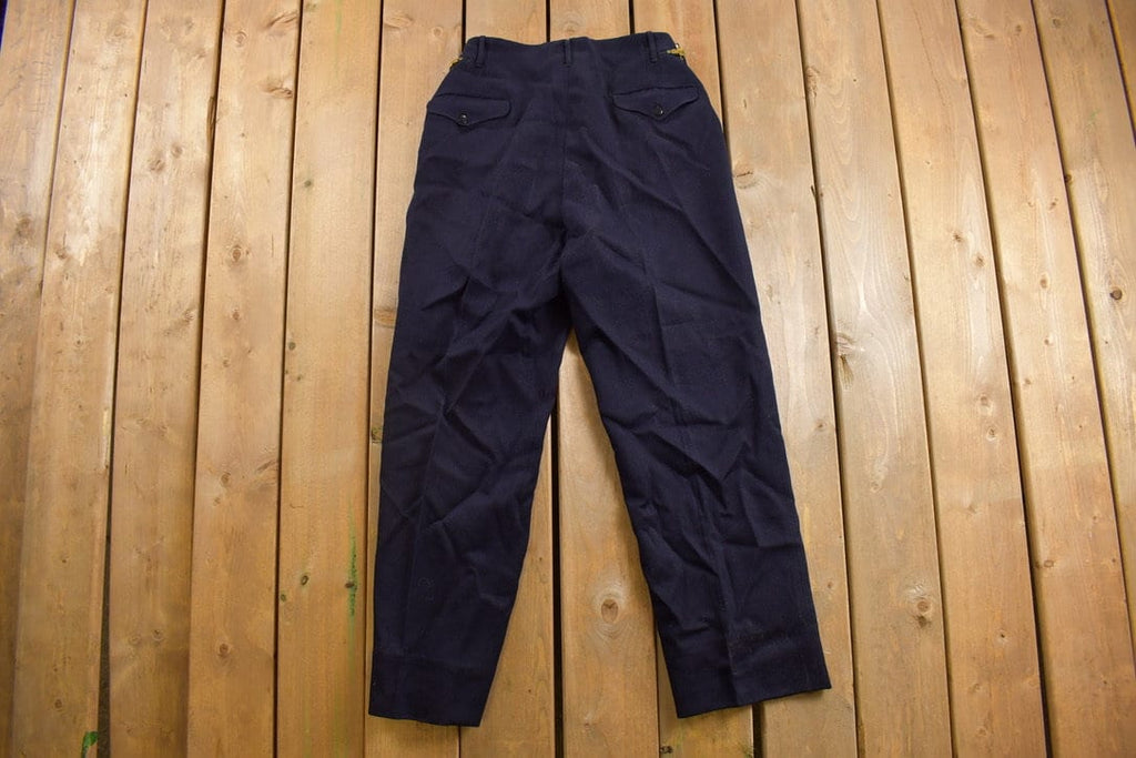 Vintage 1950 Wool Navy Blue Trousers
