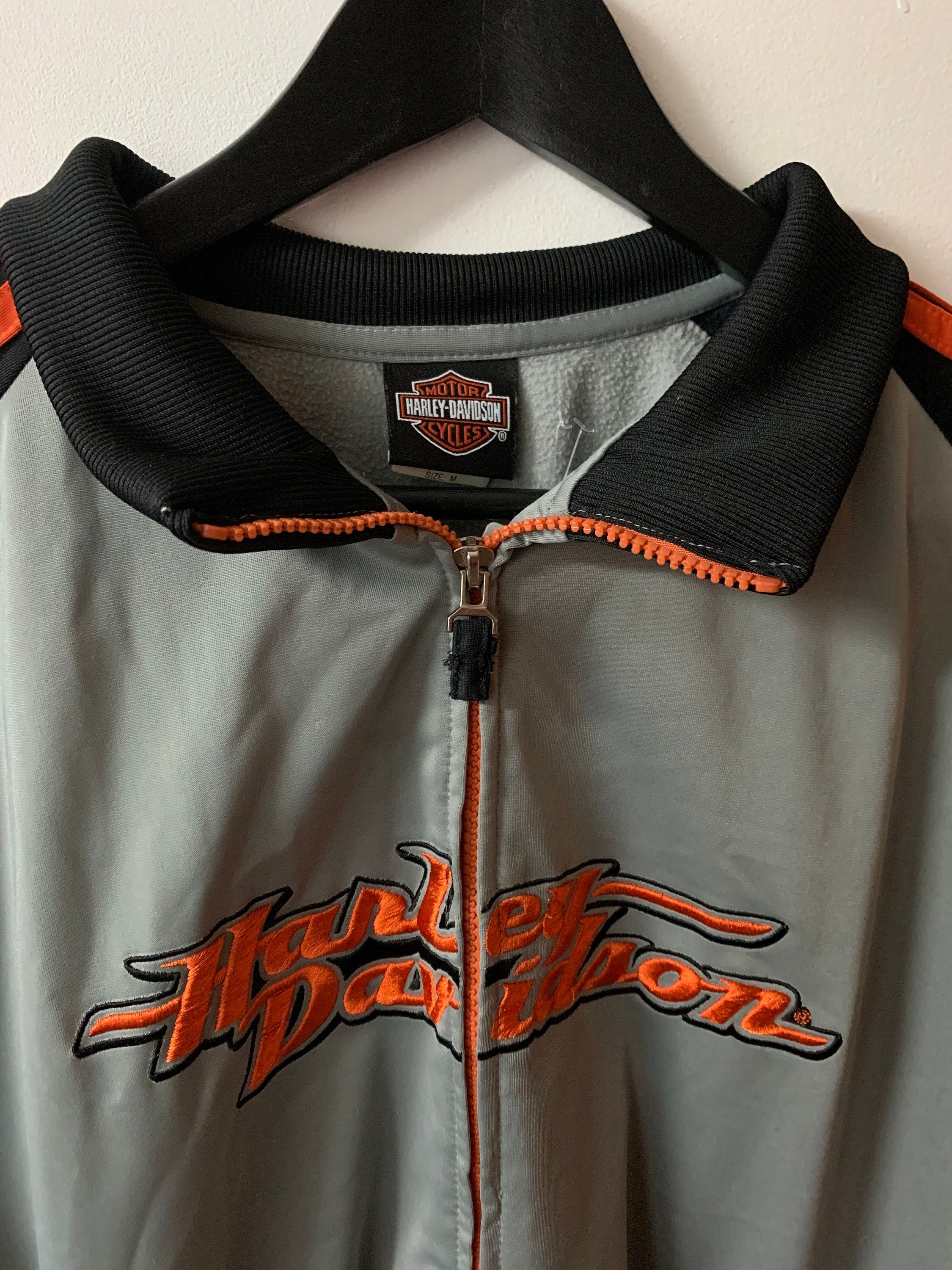 Vintage 1990s Harley Davidson Motorcycles Raglan Zip Up Sweater