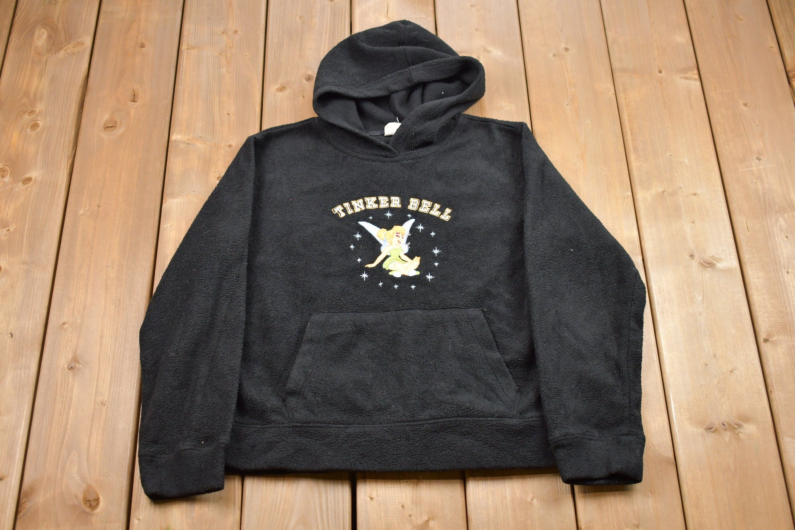 Vintage 1990s Disney Tinker Bell Fleece Hooded Sweatshirt