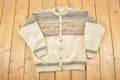Vintage 1990s Woolrich Abstract Wool Knit Cardigan Sweater Women's L