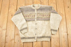 Vintage 1990s Woolrich Abstract Wool Knit Cardigan Sweater Women's L