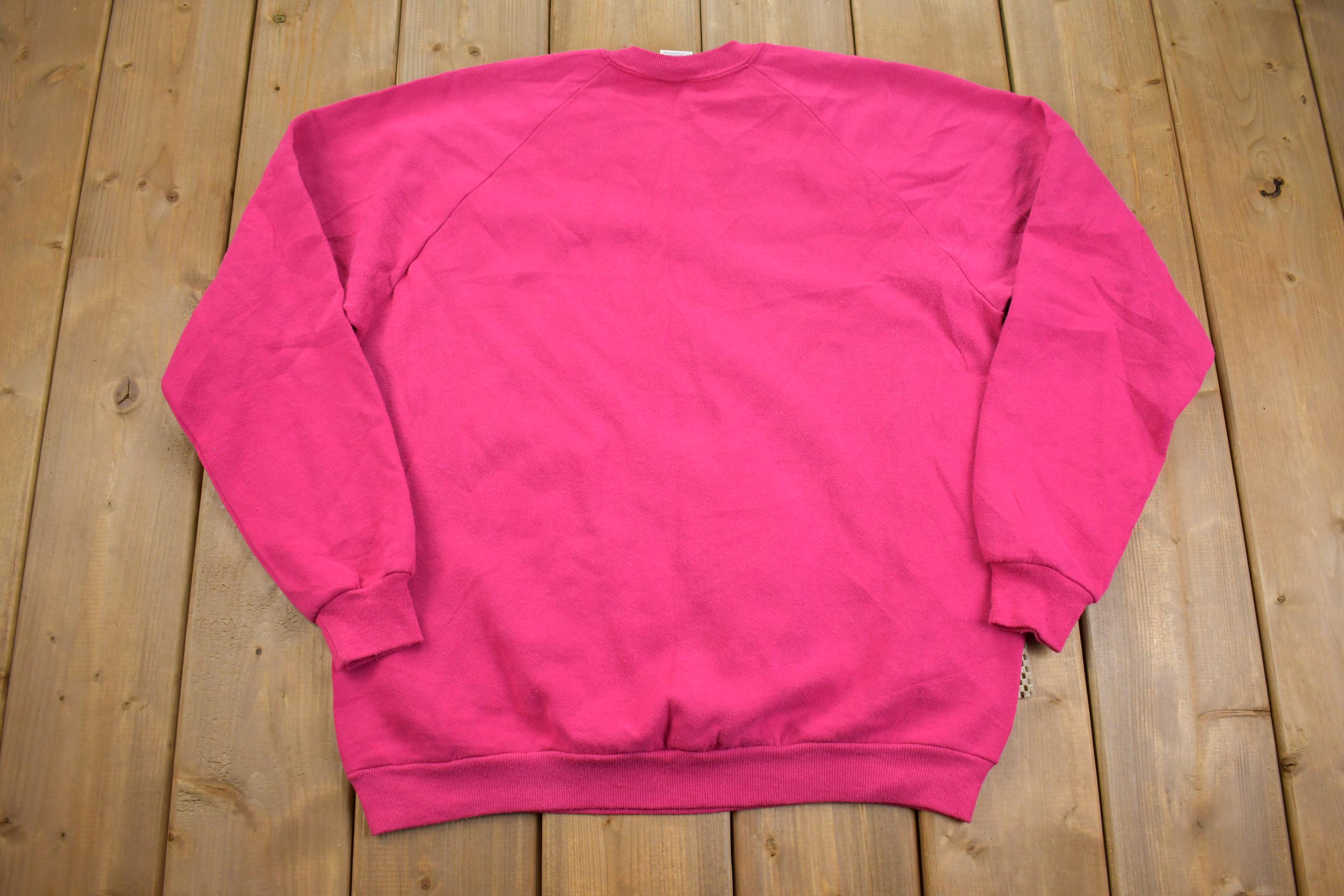 Vintage 1990s Jerzees Pink Blank Crewneck Sweatshirt Made In USA - Large
