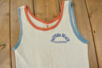Vintage 1970s Daytona Beach Florida Thermal Tank Top Souvenir Travel Shirt Made In USA