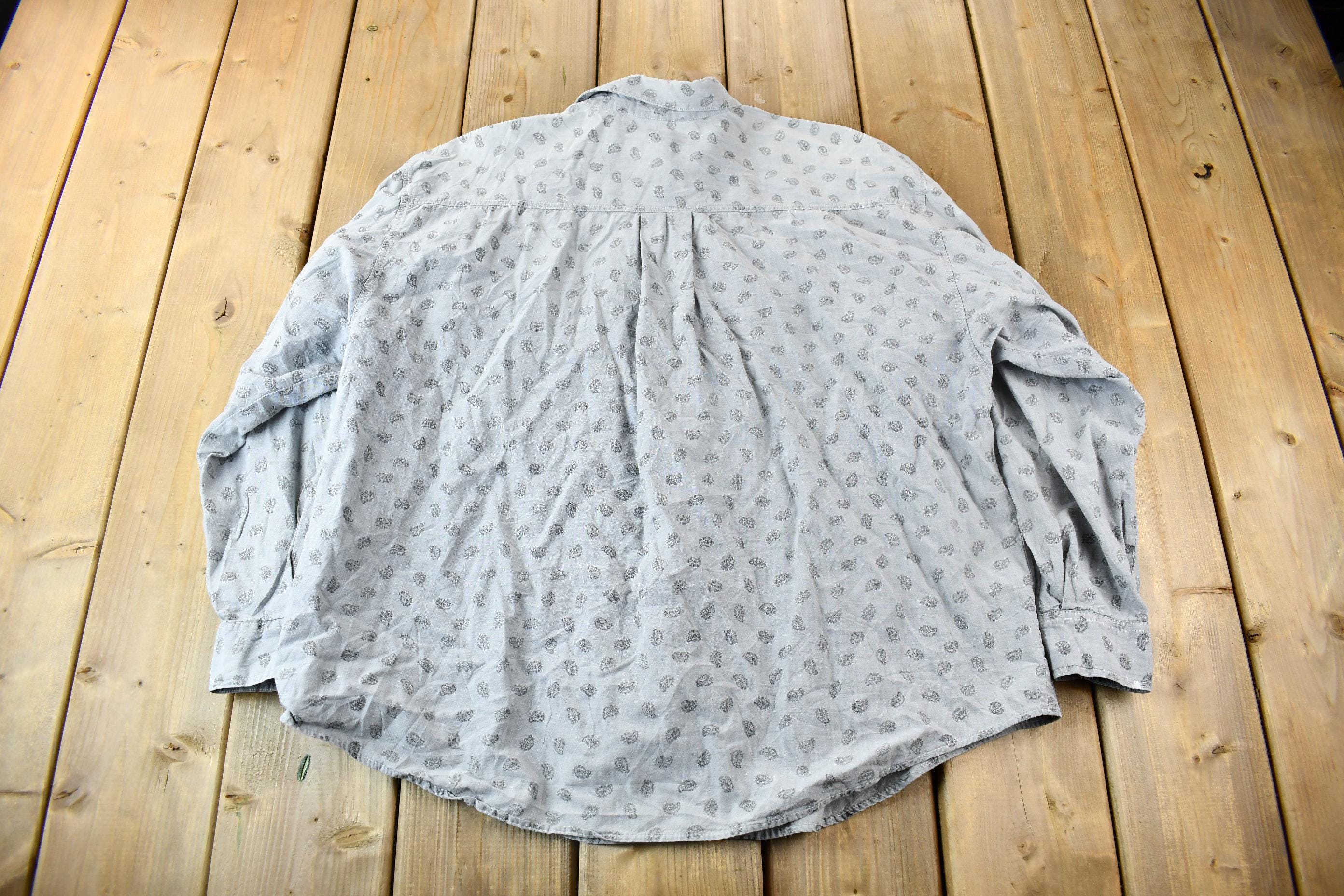 Vintage 1990s Grey Paisley Graphic Button Up Shirt