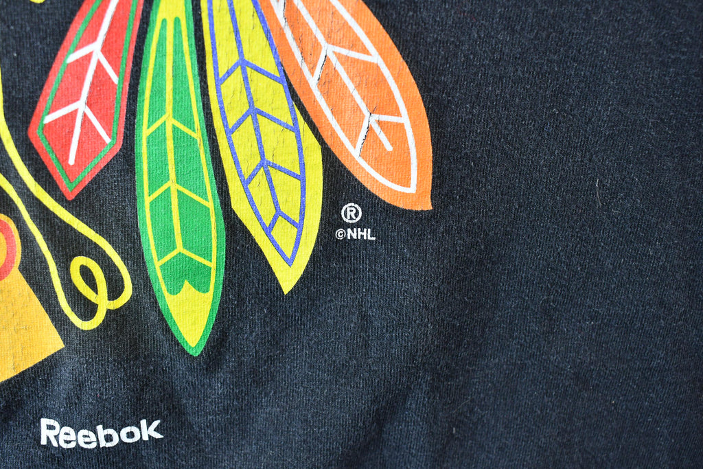 Vintage 1990s Reebok Chicago Blackhawks NHL Hockey Logo Graphic T-Shirt