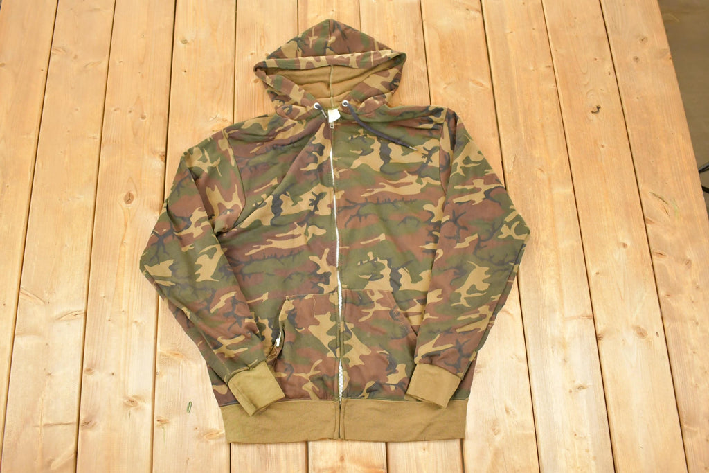 Vintage 1980s Camo Hoodie Sweatshirt Men's M