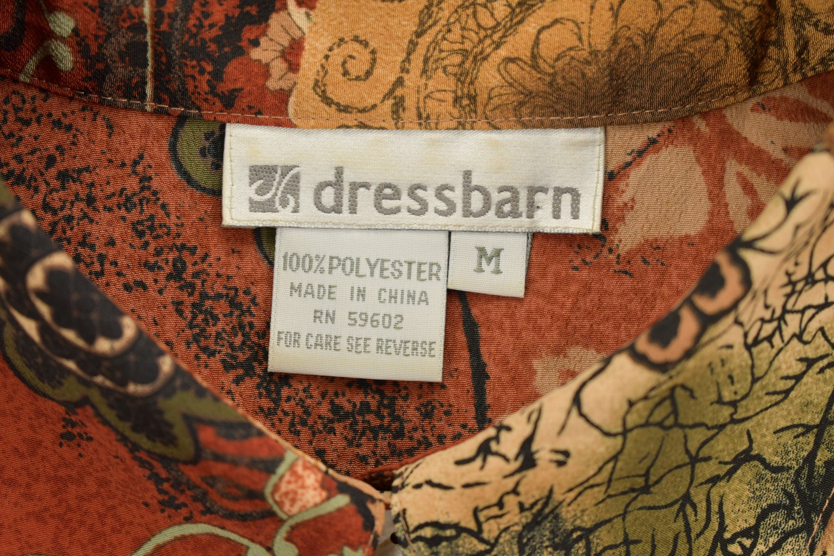 Vintage 1980s Dressbarn Abstract Theme Button Up Shirt