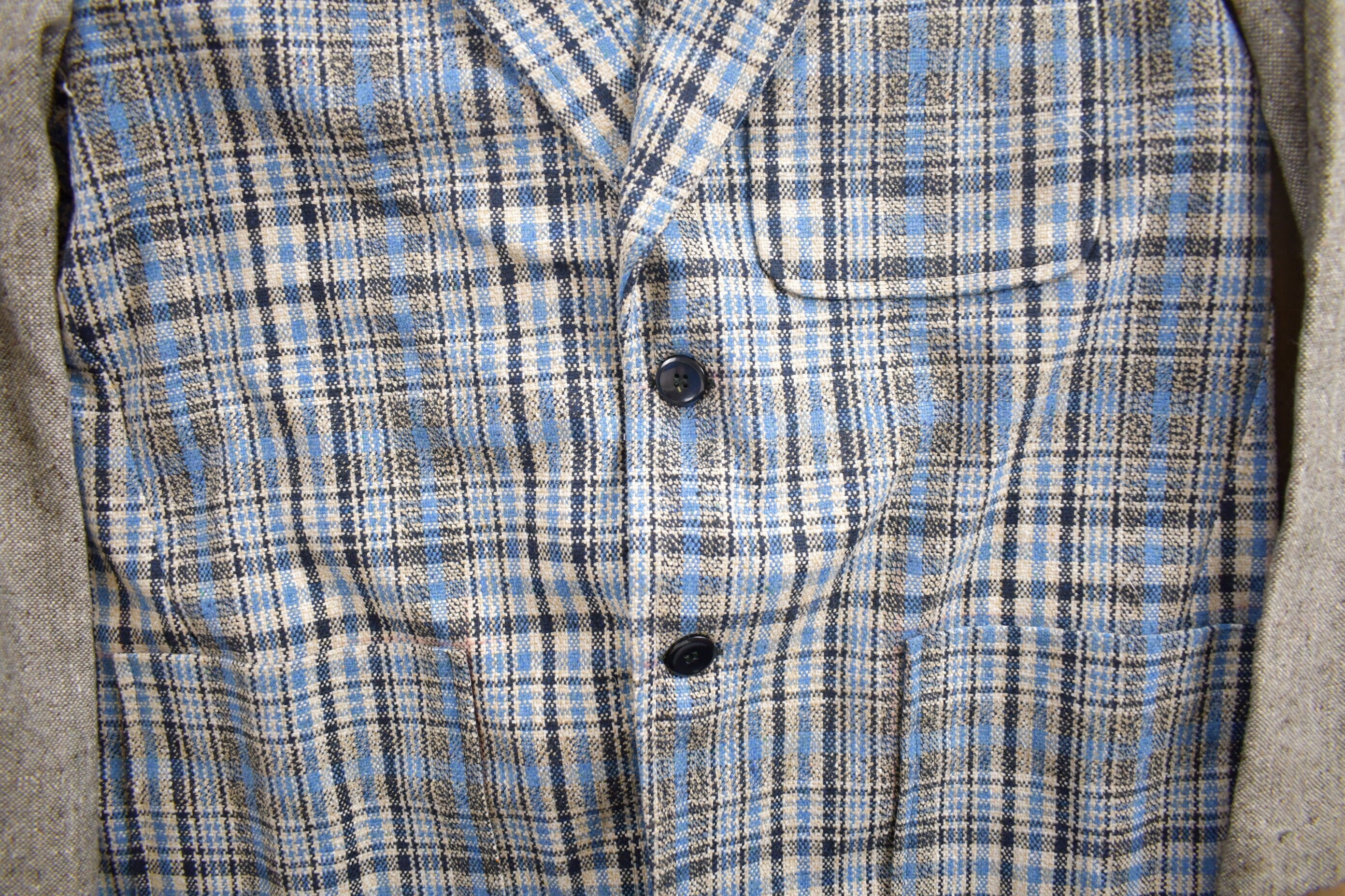 Vintage 1980s 100% Wool Plaid Blazer Jacket Size M