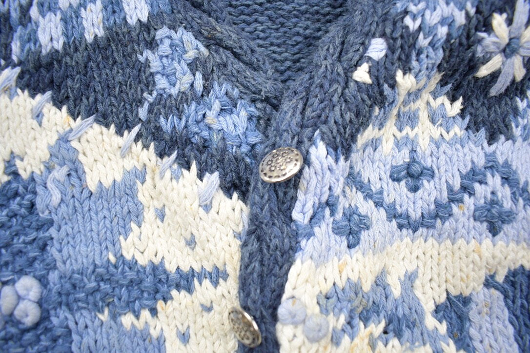 Vintage 1990s 3D Winter Colored Cable Knit Sweater Vest / Vintage 90s Vest / Abstract Patterns / Hand Knitted