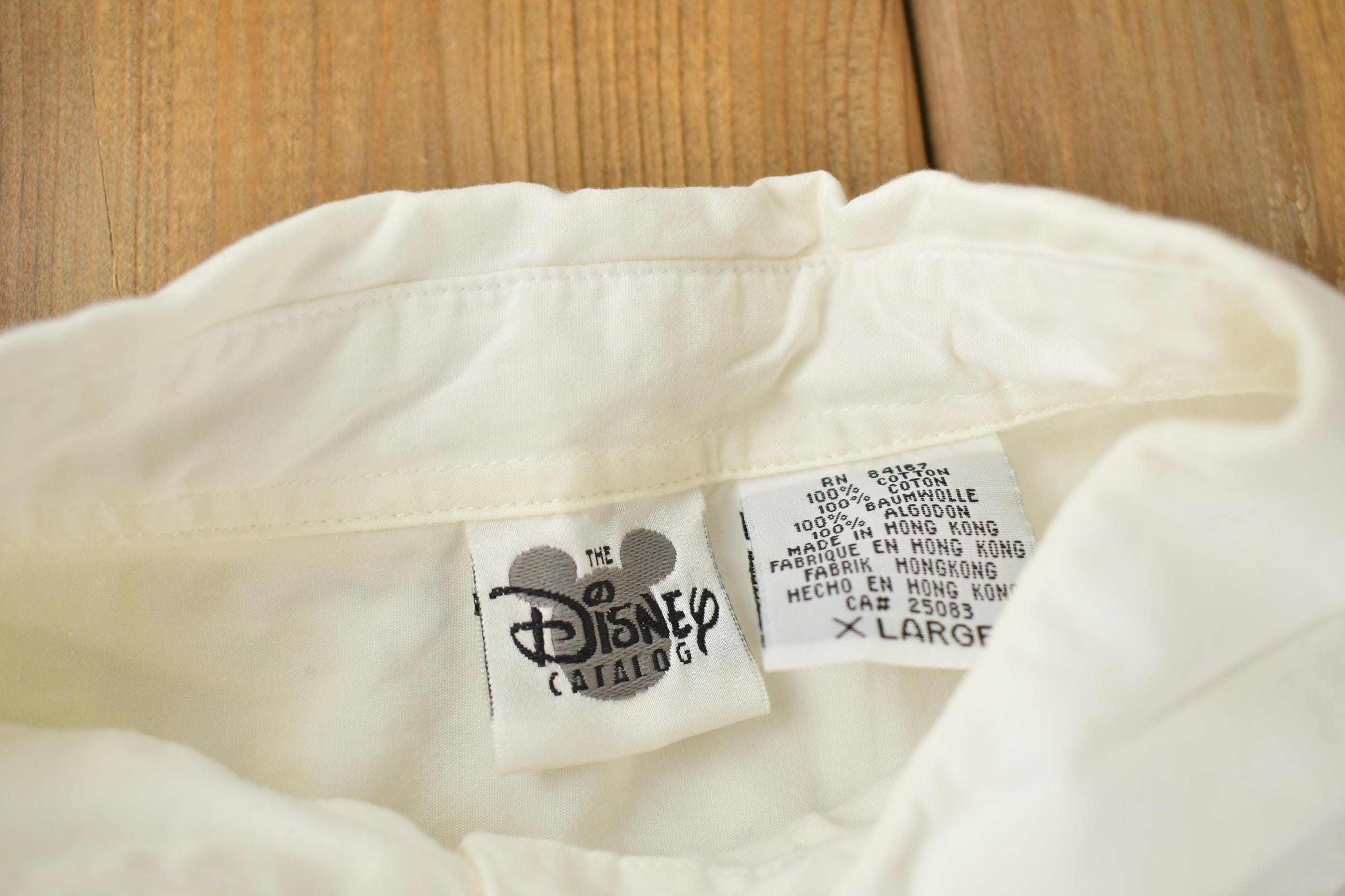 Vintage 1990s The Disney Catalog Disney Villains Embroidered Button Up Shirt Size XL