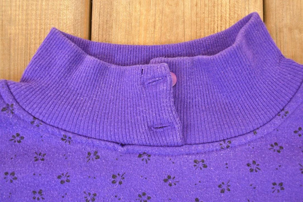 Vintage 1990s Trend Basics Button Mock Neck AOP Floral Graphic Print Crewneck Sweatshirt Womens XXL