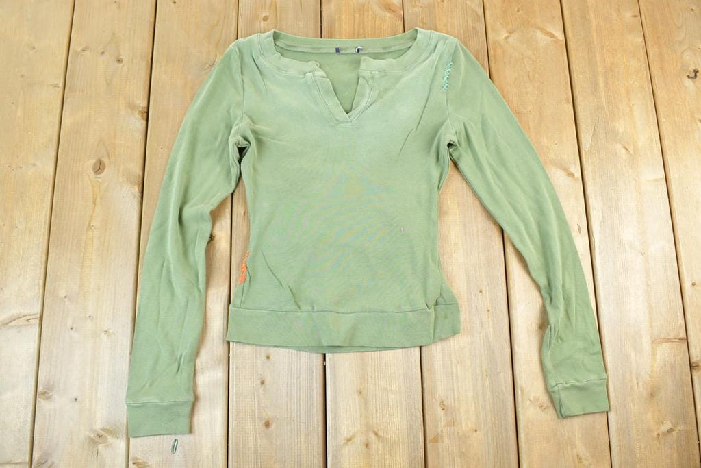 Women Vintage Vigoss Y2K Olive T-Shirt / Vigoss Grunge Skull Print / Contrast Stitch / Internet Famous Clothing / Over Dyed
