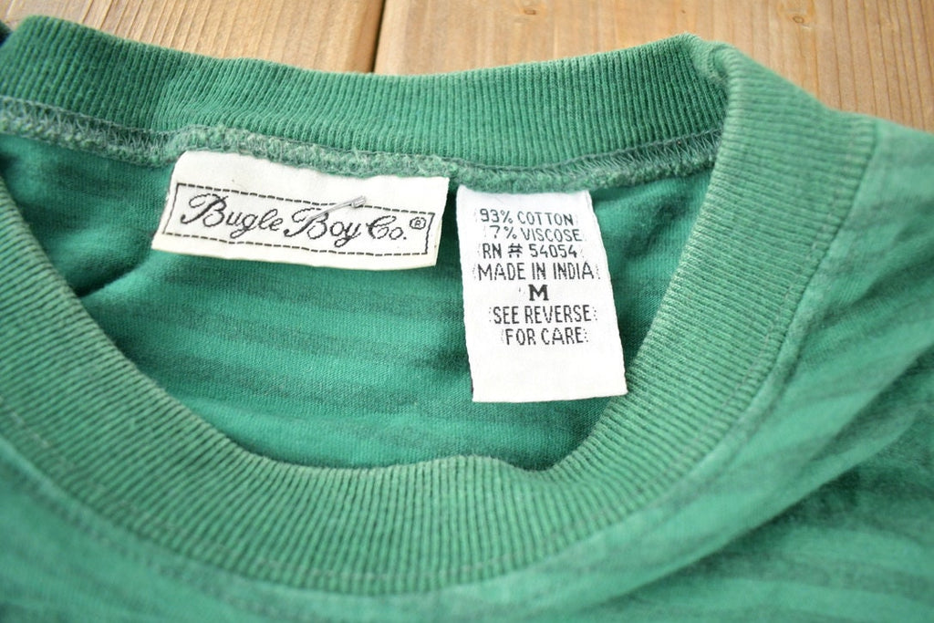 Vintage 1990s Bugle Boy Co. Striped Green T Shirt