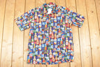 Vintage 1990s Deadstock Pacific Legend Abstract Bottles Button Up Shirt Men's L
